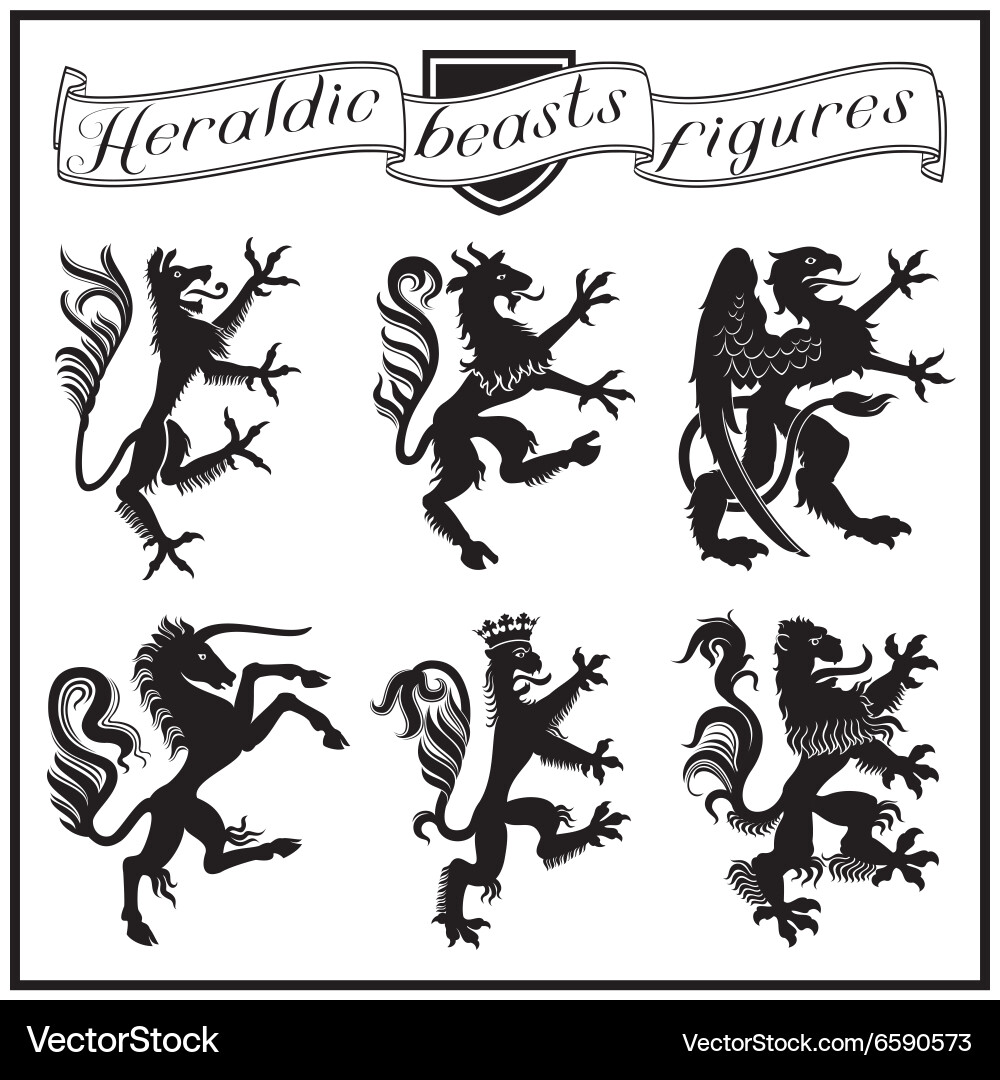 Heraldische Bestien und Ringe Vektorbild