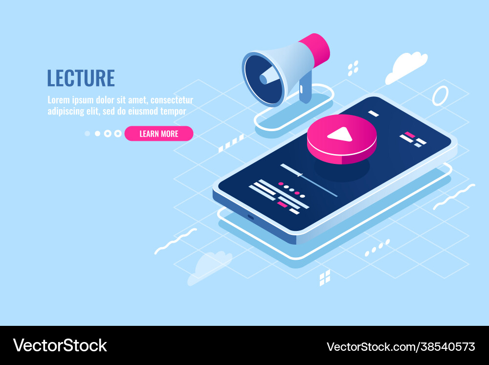 Online lecture isometric icon internet course Online lecture isometric icon internet course vector image