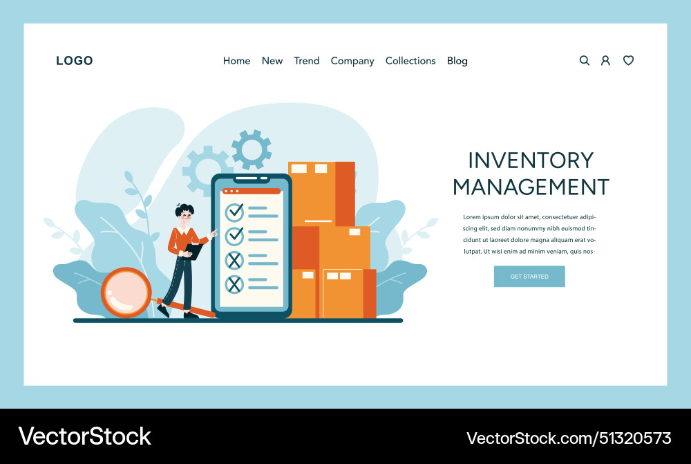 Organized stock control and efficient resource Organized stock control and efficient resource Vector Image