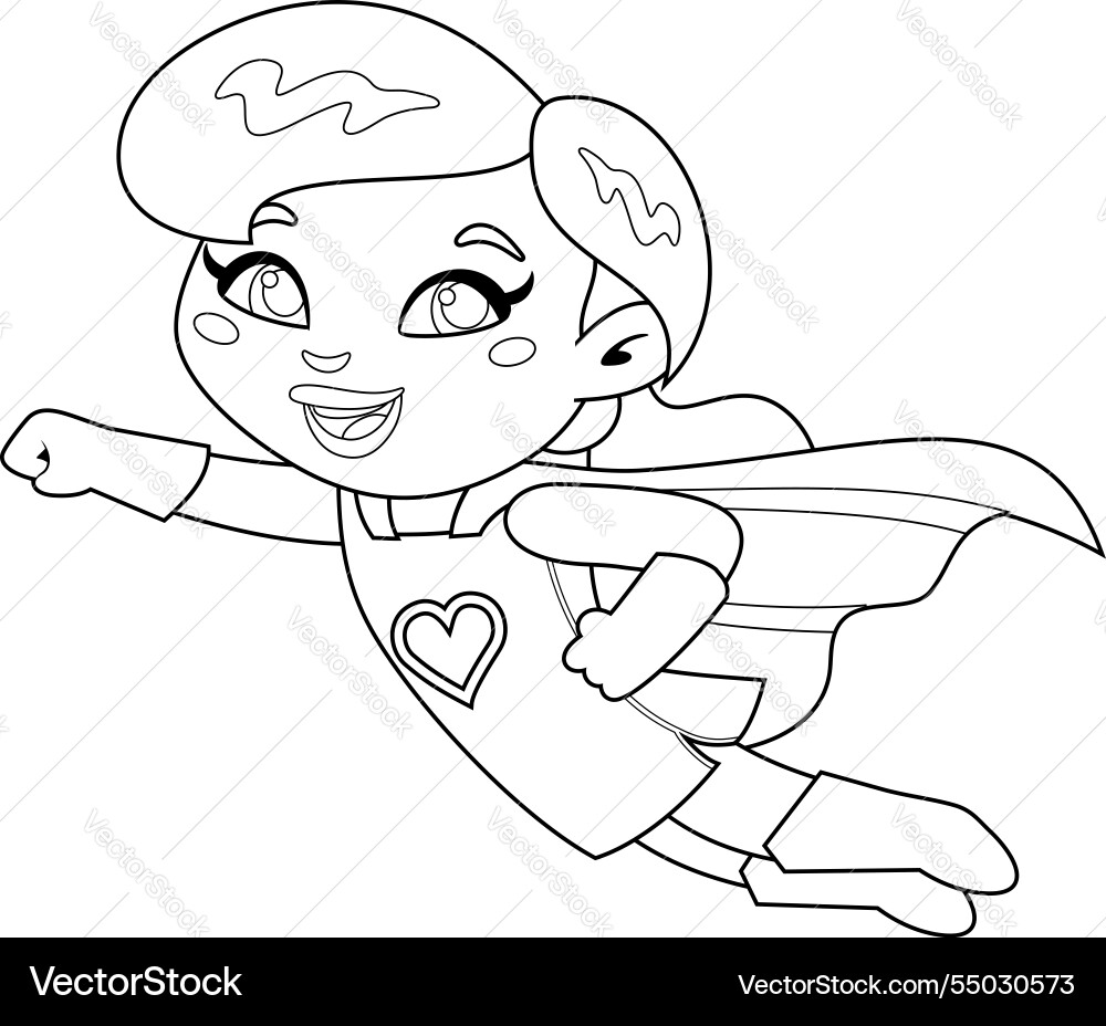 Outlineed Superheld Mom Cartoon Charakter fliegen Outlineed Superheld Mom Cartoon Charakter fliegen vektorbild