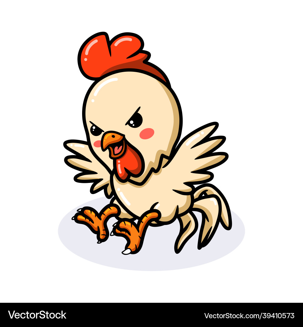 Süße wütend kleine Hahn Cartoon Süße wütend kleine Hahn Cartoon vektorbild