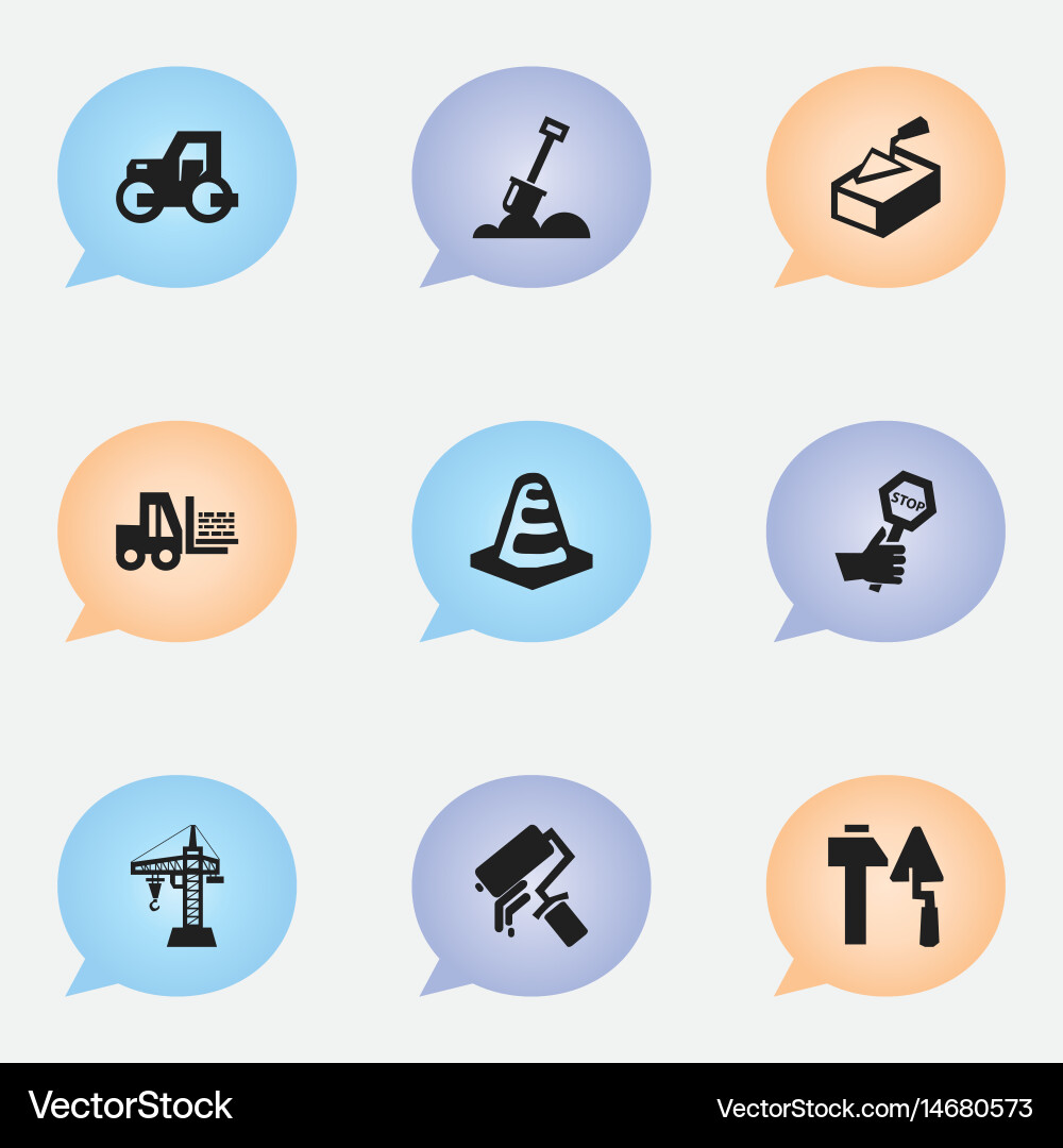 Set of 9 editable building icons includes symbols vector image