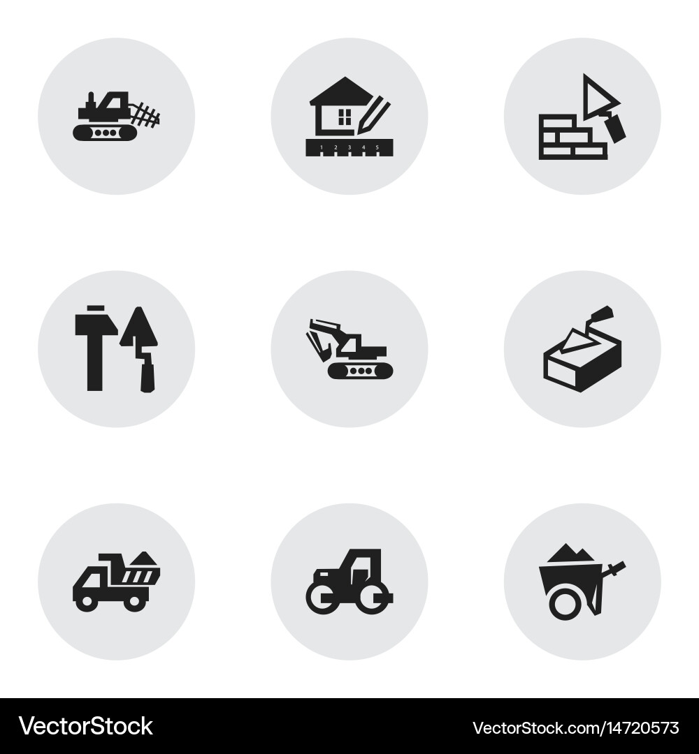 Set of 9 editable construction icons includes Vector Image