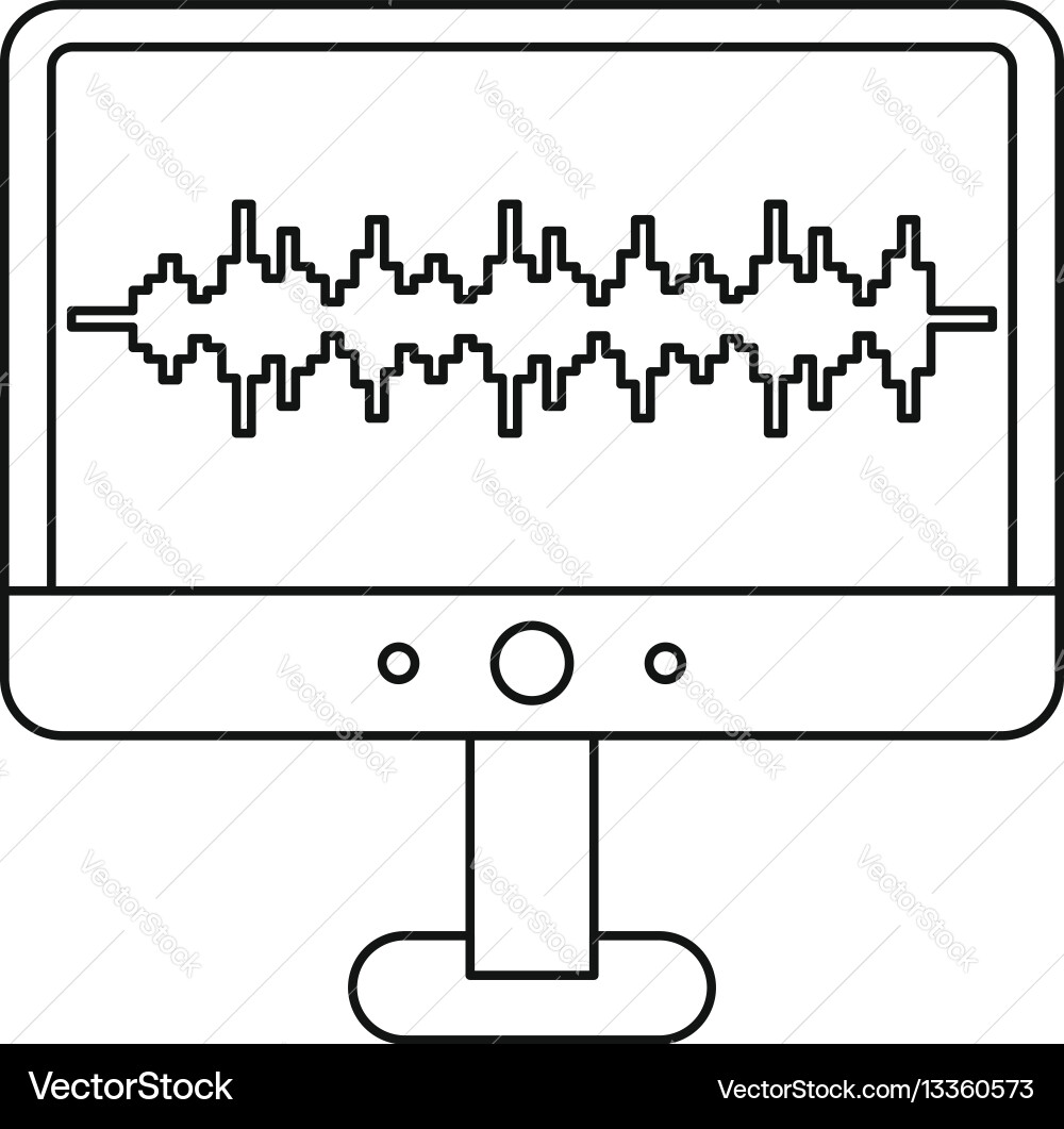 Sound waves on a computer monitor icon Vector Image