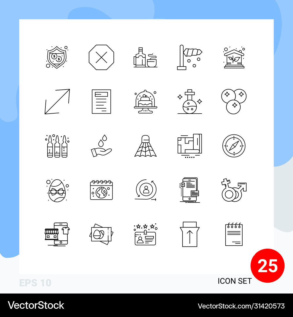 User interface pack 25 basic lines arrow Vector Image