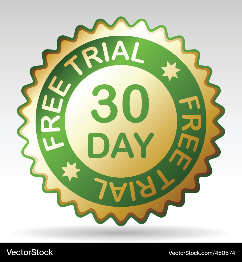 30-Day Free Trial Label Vector Image