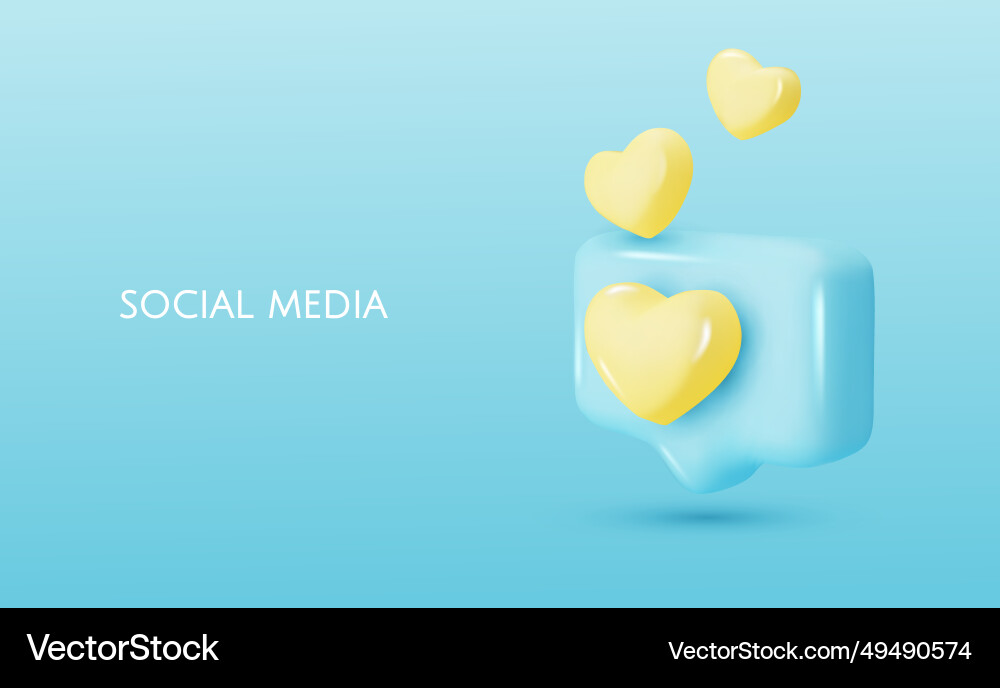 3d icon message dialog button with heart Vector Image