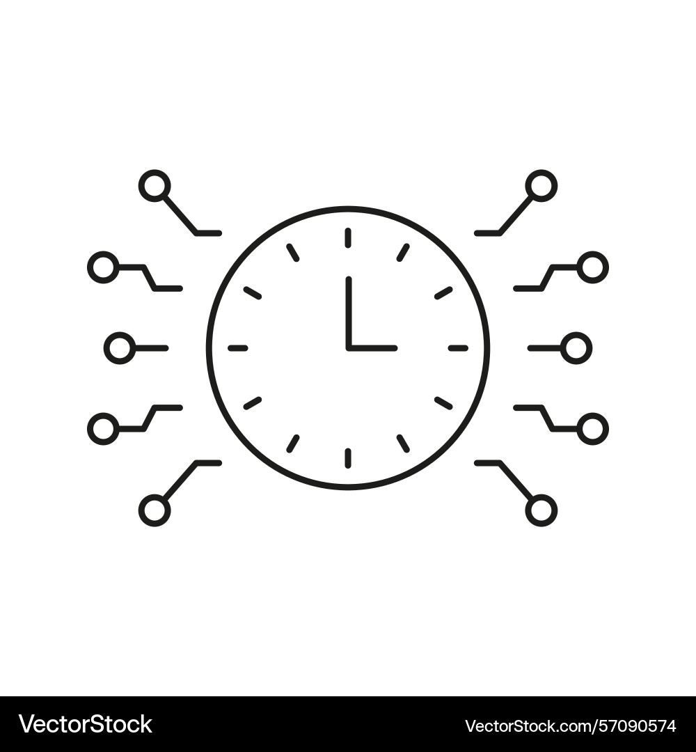Clock with circuit lines icon time management Clock with circuit lines icon time management vector image