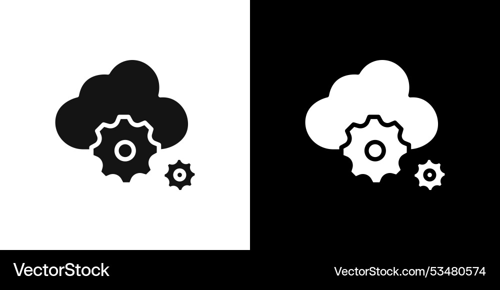 Cloud data settings icon flat set outline Cloud data settings icon flat set outline Vector Image