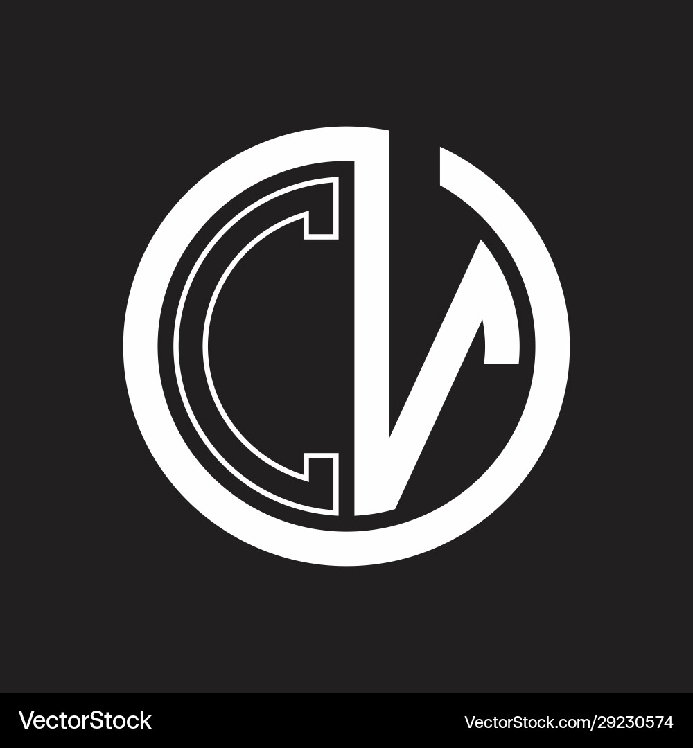 Cv logo with circle rounded negative space design vector image
