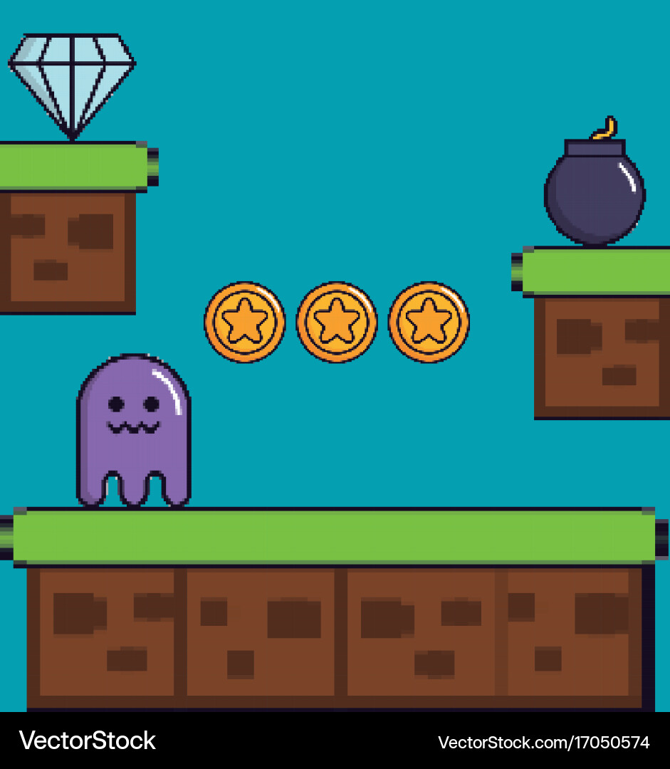 Display game pixel interface vector image