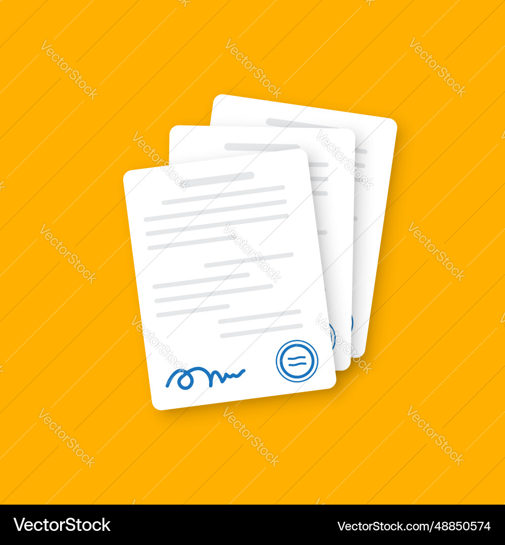 Document with stamp and text icon in flat style Document with stamp and text icon in flat style vector image