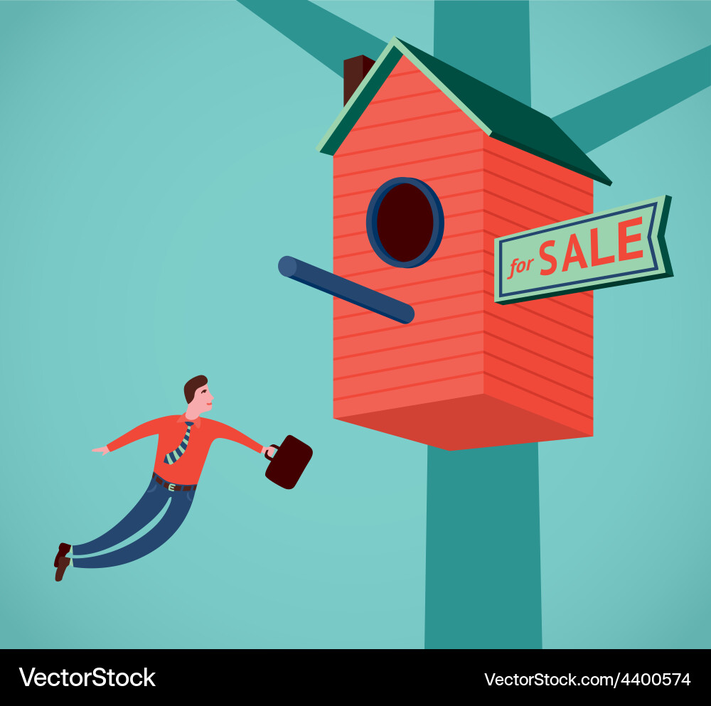 Flying real estate agent Royalty Free Vector Image