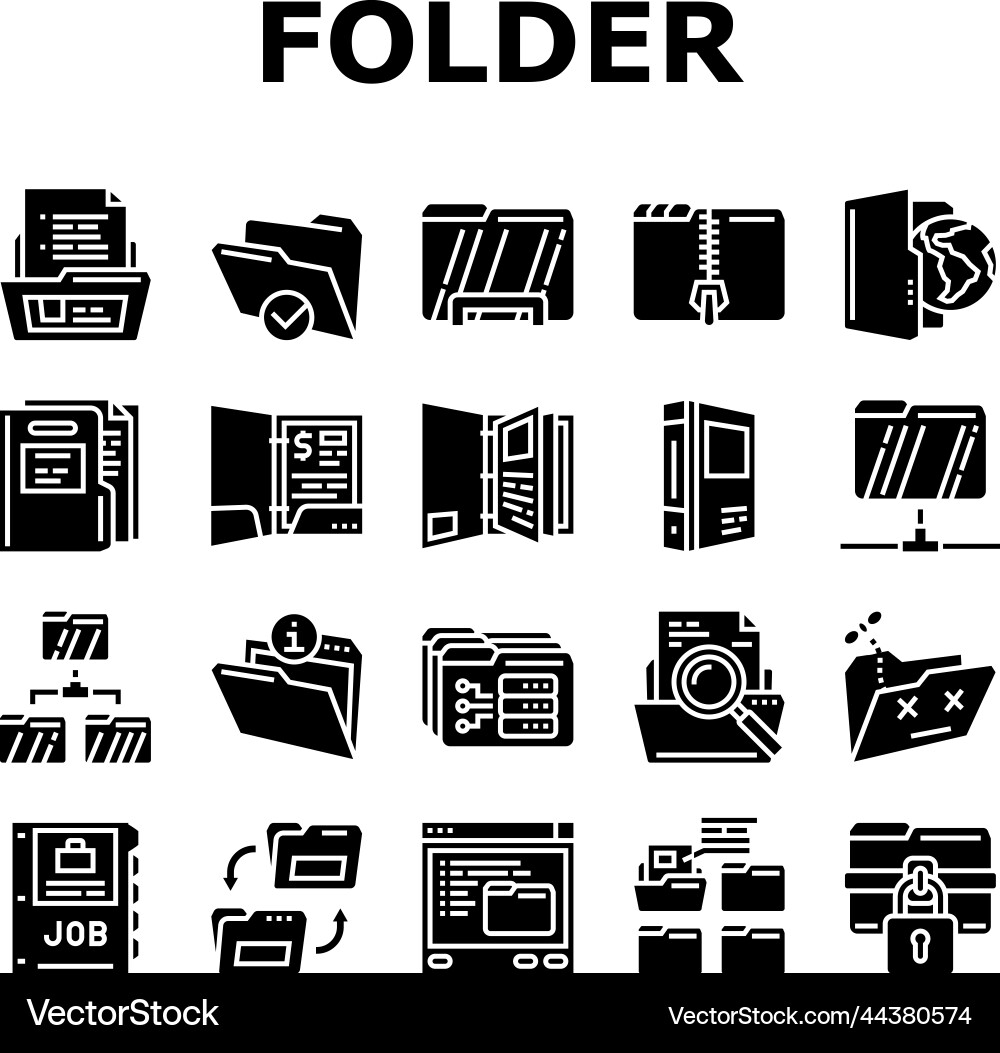 Folder paper business file empty icons set Folder paper business file empty icons set Vector Image