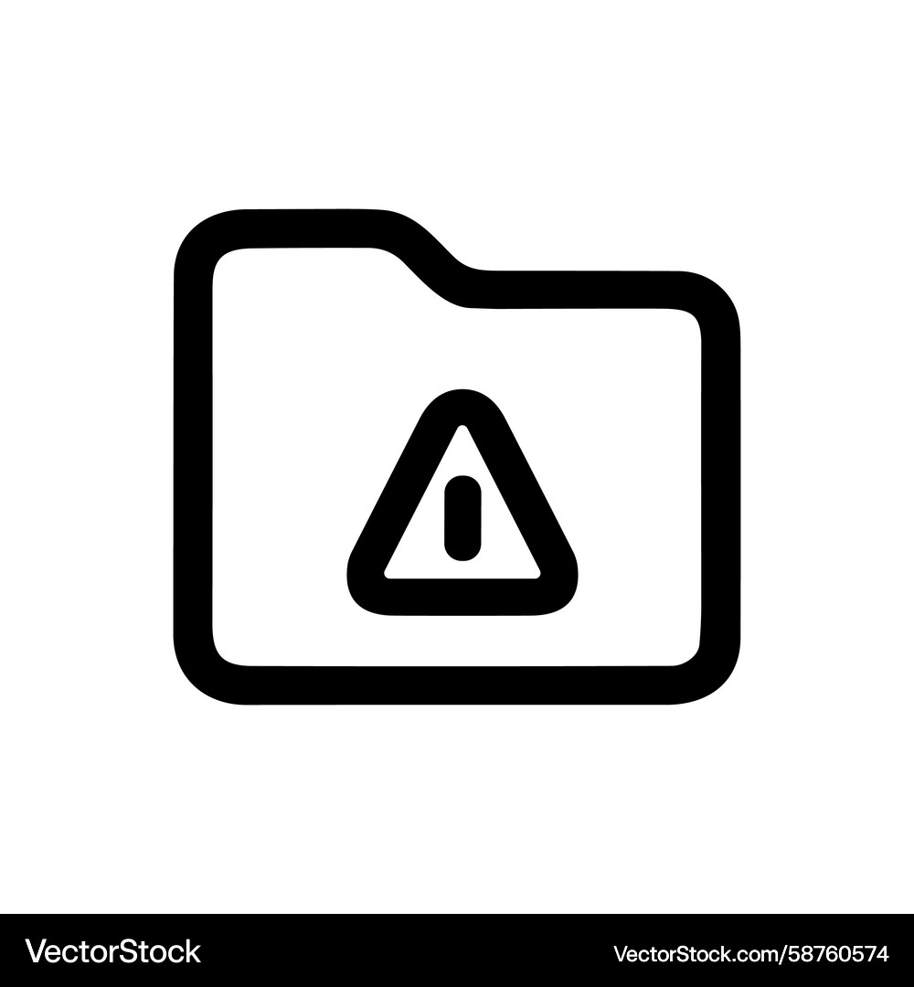 Folder Warning Icon - Data Issue Vector Image