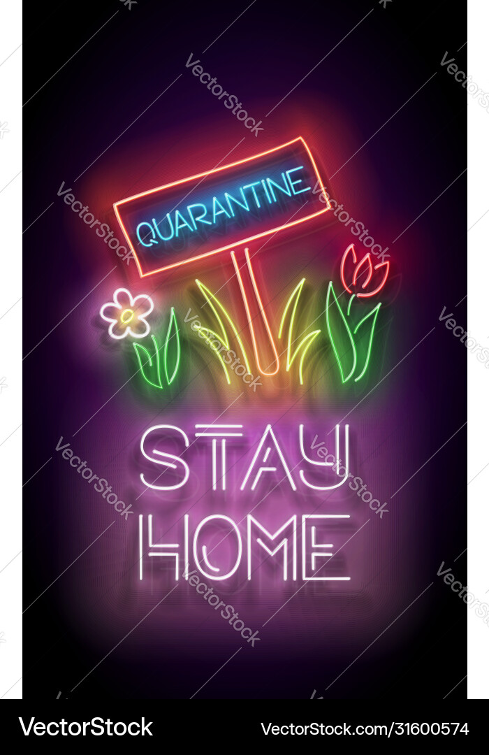 Glow nameplate with quarantine inscription on lawn Glow nameplate with quarantine inscription on lawn vector image