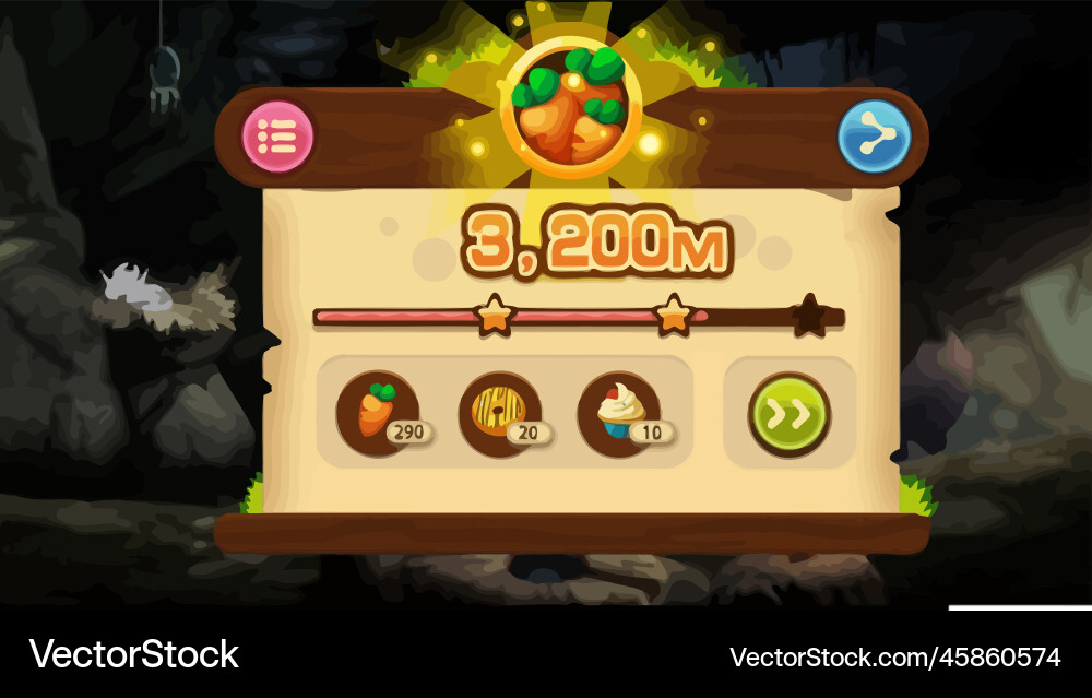 Komplettes Set von Level-Taste Spiel ui Pop-up-Symbol vektorbild