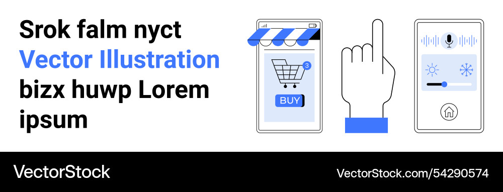 Mobile shopping app with smart home controls Mobile shopping app with smart home controls vector image