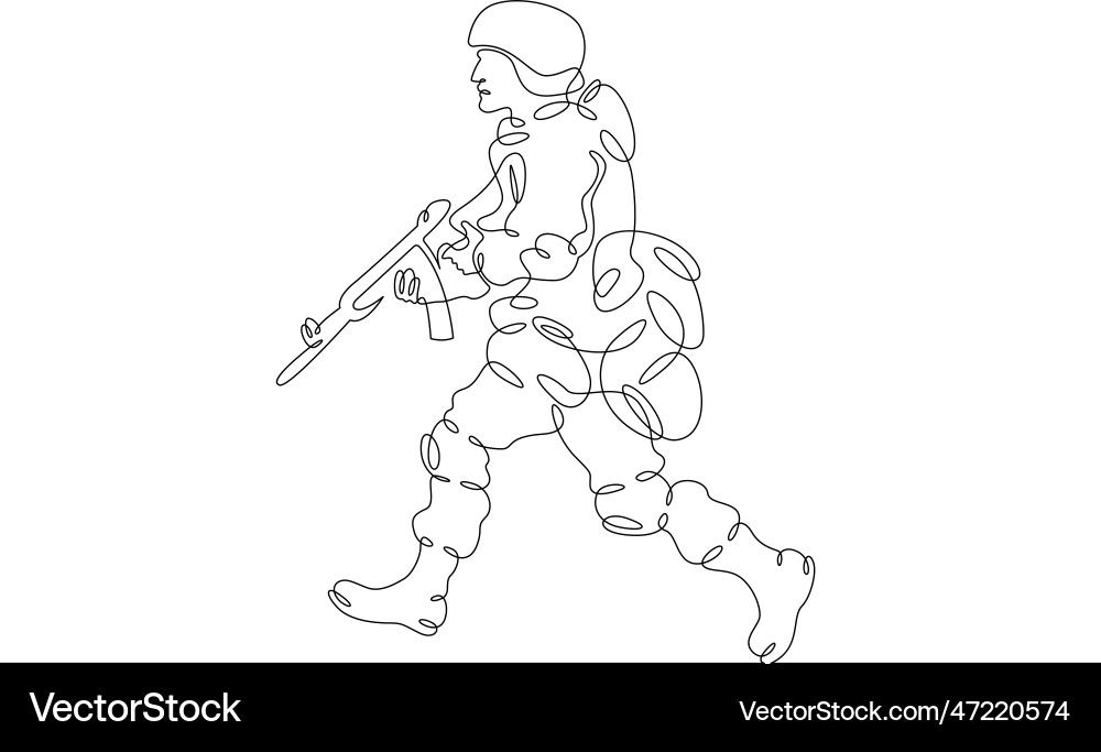 One continuous linewarrior on the attack modern One continuous linewarrior on the attack modern vector image