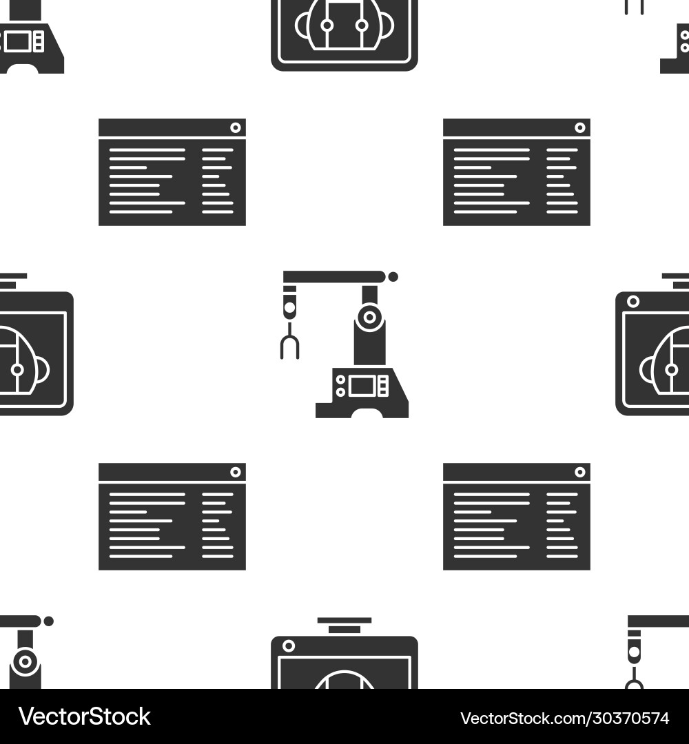 Set bot assembly line and software web developer Set bot assembly line and software web developer vector image