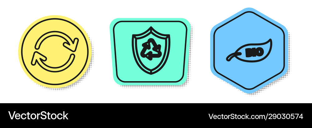 Set line refresh recycle symbol inside shield Set line refresh recycle symbol inside shield Vector Image