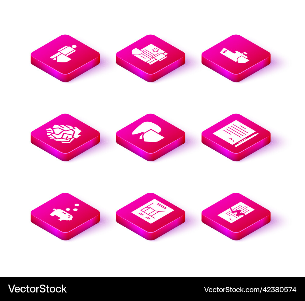 Set piggy bank with coin document graph chart Vector Image