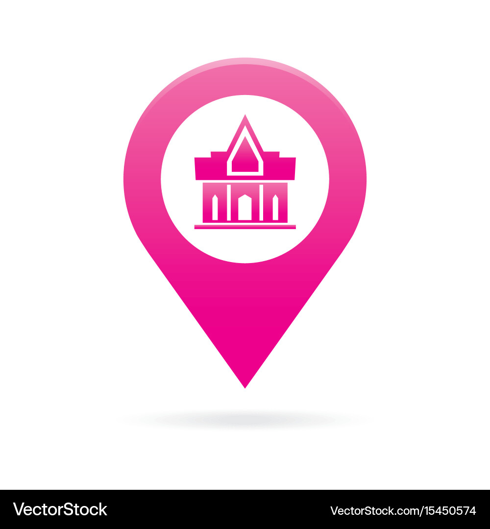 Temple monastery map pointer icon marker gps vector image