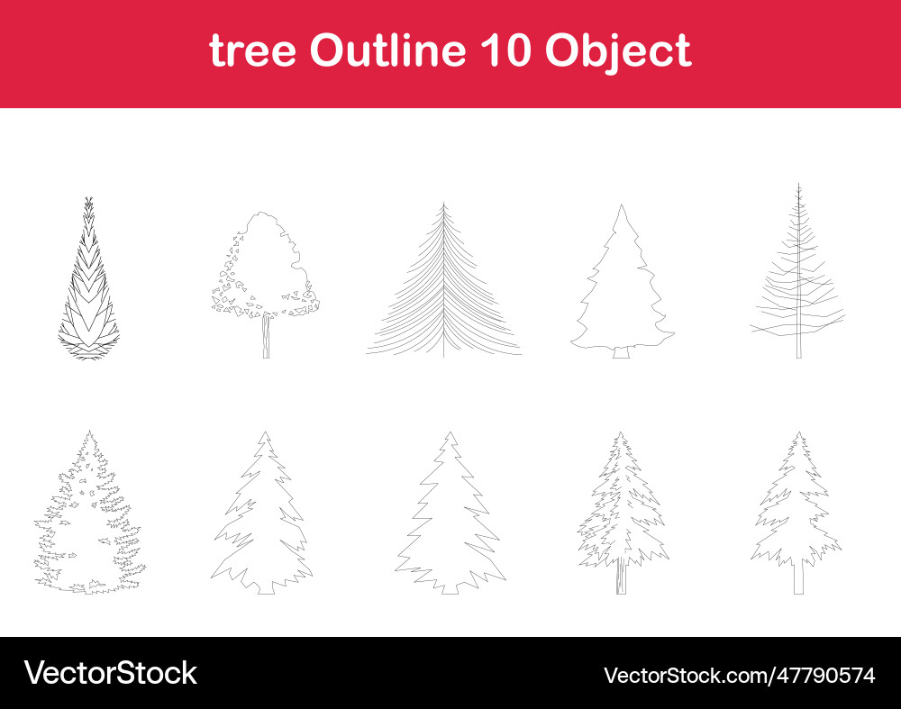 Tree line drawing side view Tree line drawing side view Vector Image