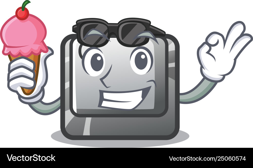 With ice cream q button on cartoon keyboard Vector Image