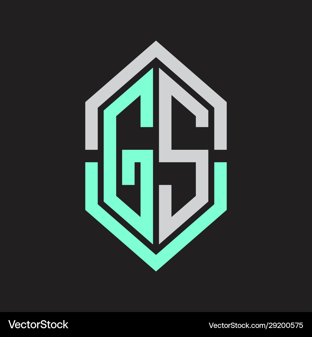Gs logo monogram with hexagon shape and outline Vector Image