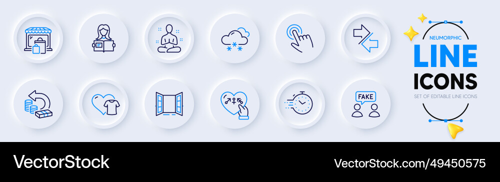 Market timer and snow weather line icons for web Market timer and snow weather line icons for web vector image
