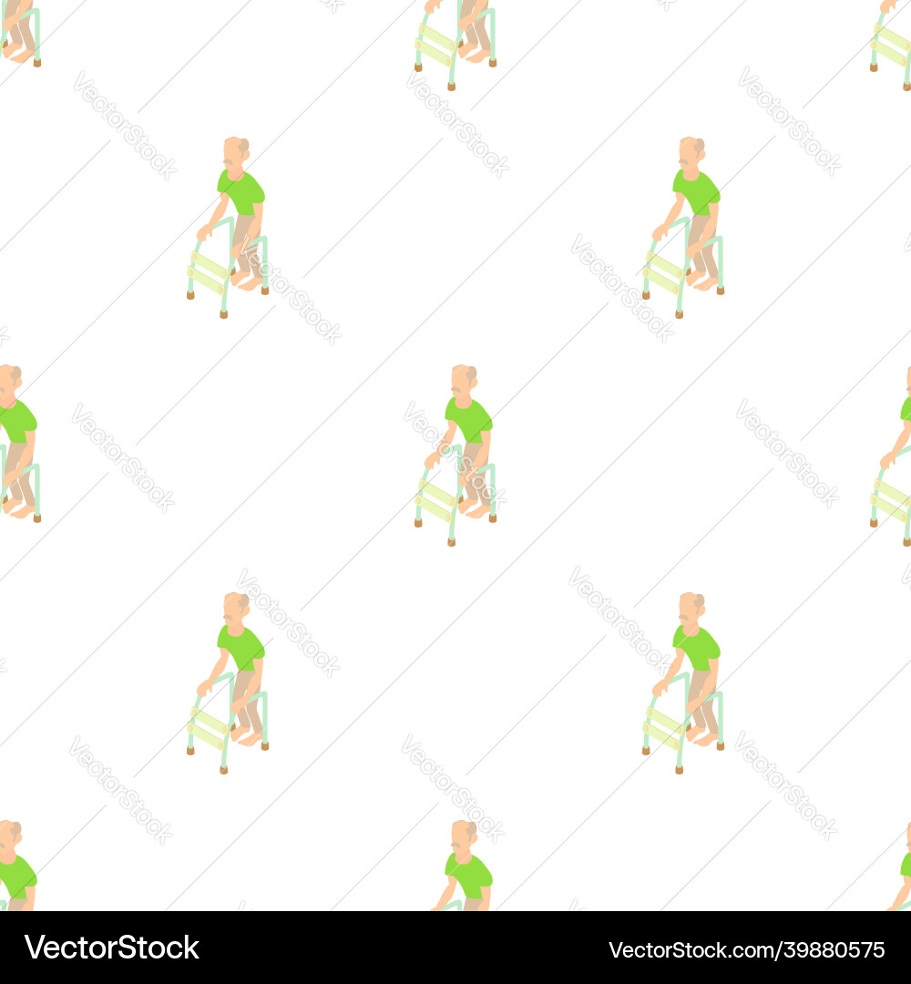 Old man with walking frame pattern seamless Vector Image
