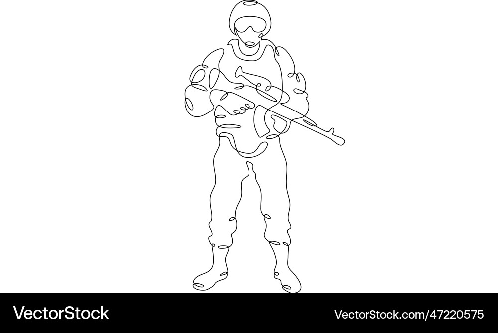 One continuous linewarrior on the attack modern One continuous linewarrior on the attack modern vector image