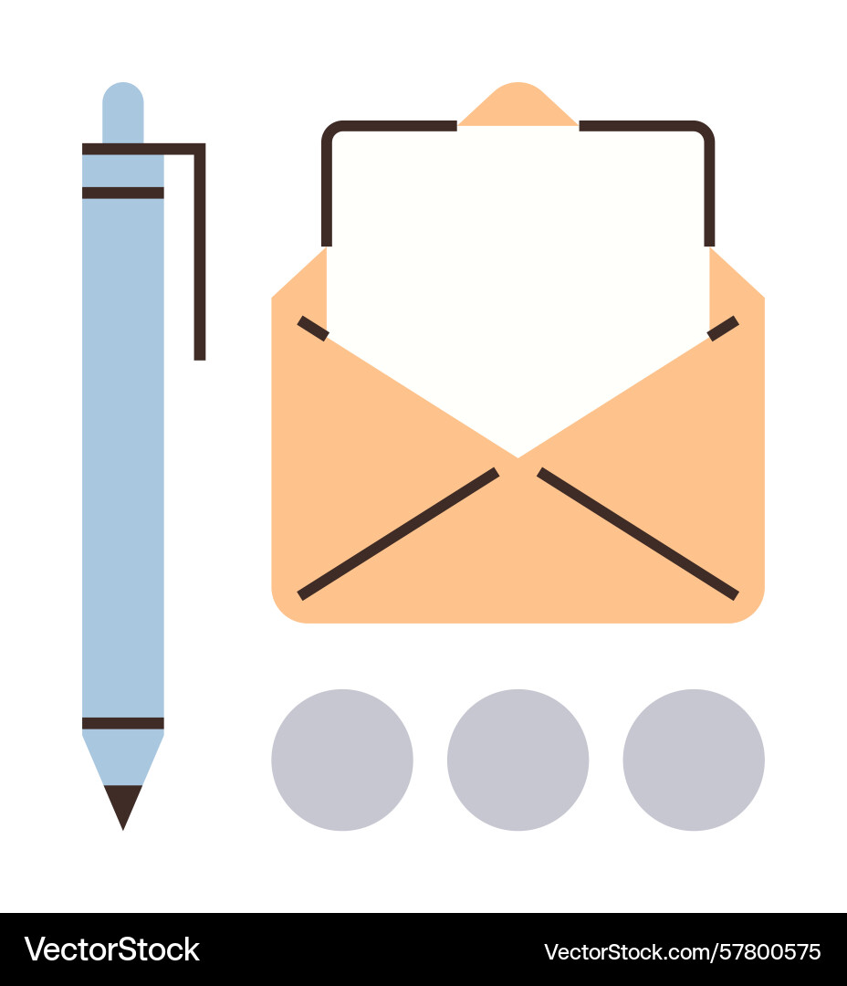 Pen with envelope and paper representing Pen with envelope and paper representing vector image
