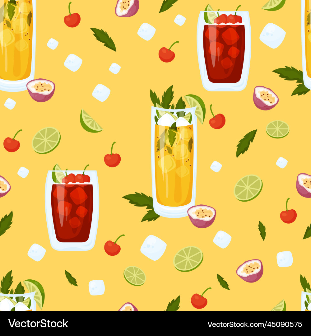 Seamless pattern mexican cocktails passion fruit Seamless pattern mexican cocktails passion fruit vector image