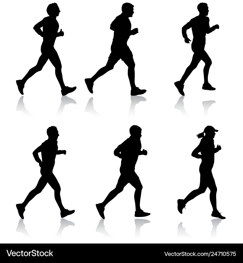 Set von Silhouetten Läufer auf Sprint Männer Set von Silhouetten Läufer auf Sprint Männer vektorbild