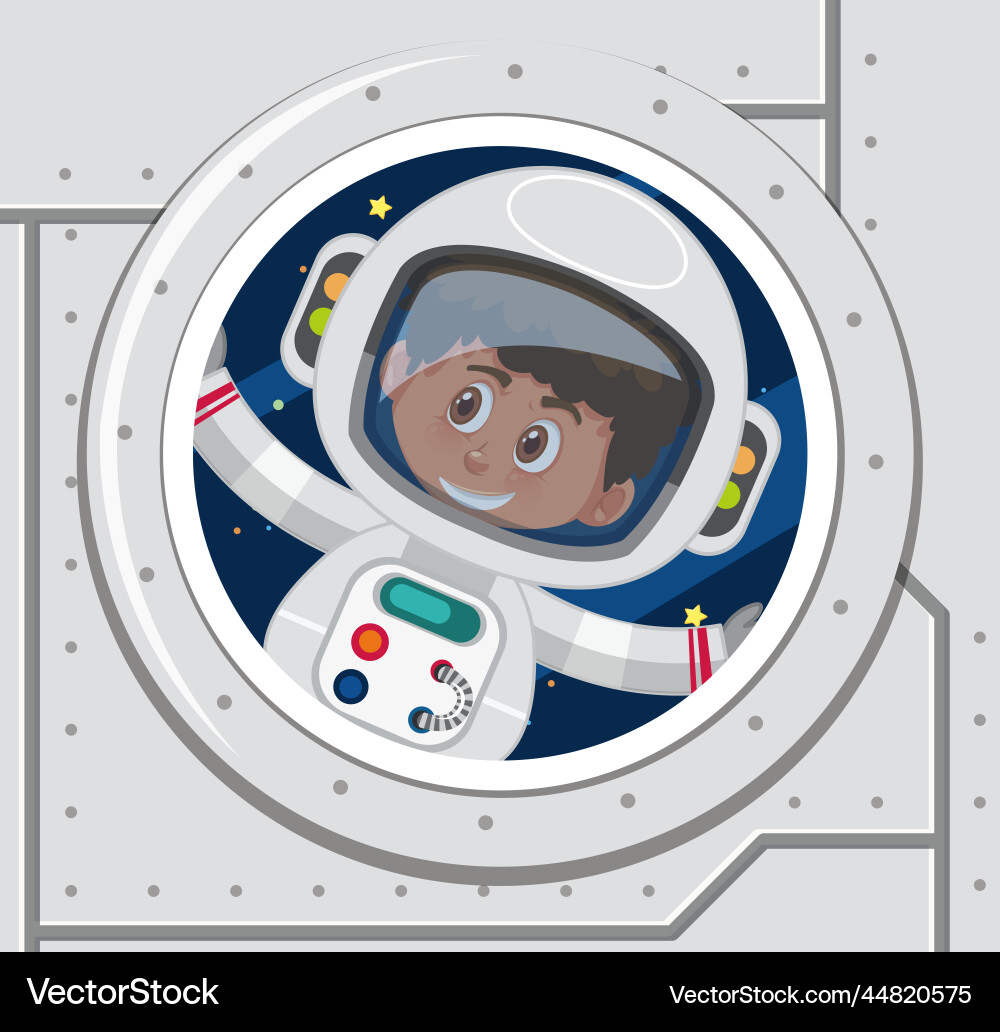 Spaceship window with astronaut Spaceship window with astronaut vector image