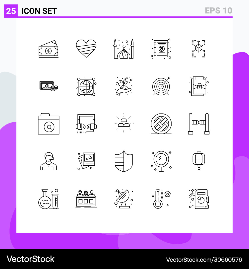 25 universal lines set for web and mobile Vector Image
