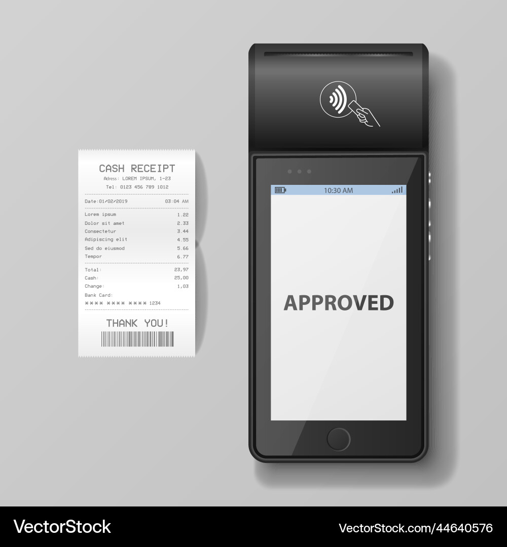 3d nfc payment machine with approved status 3d nfc payment machine with approved status vector image