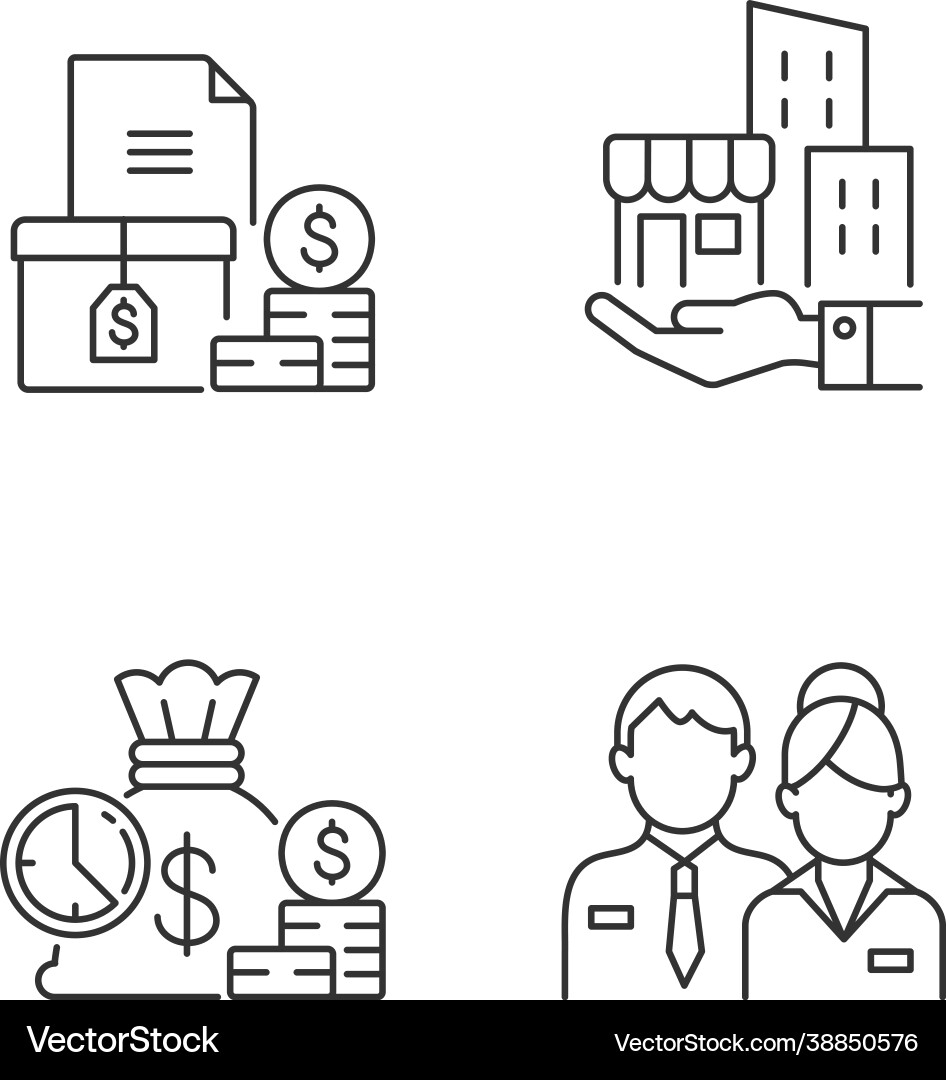 Building ownership linear icons set Building ownership linear icons set vector image
