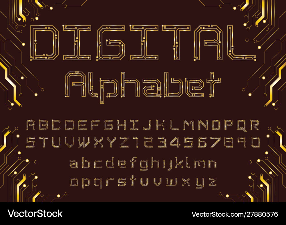 Circuit fonts Royalty Free Vector Image - VectorStock