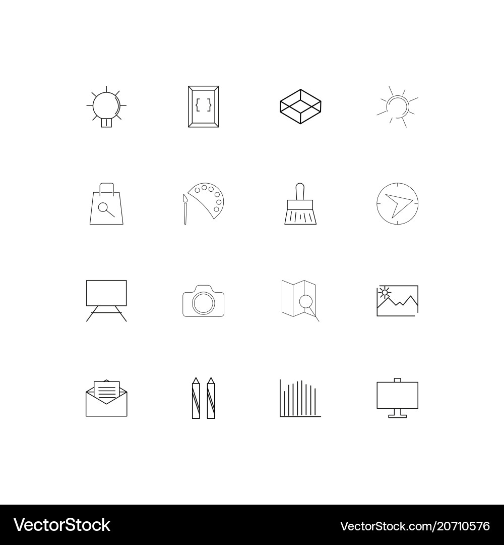 Creative process and design simple linear icons Vector Image