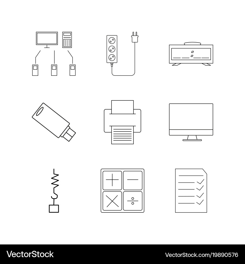 Devices linear icon set simple outline icons Vector Image