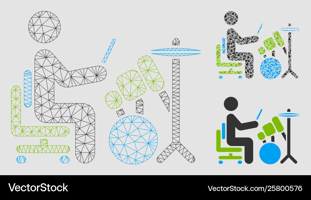 Drummer mesh network model and triangle Drummer mesh network model and triangle Vector Image
