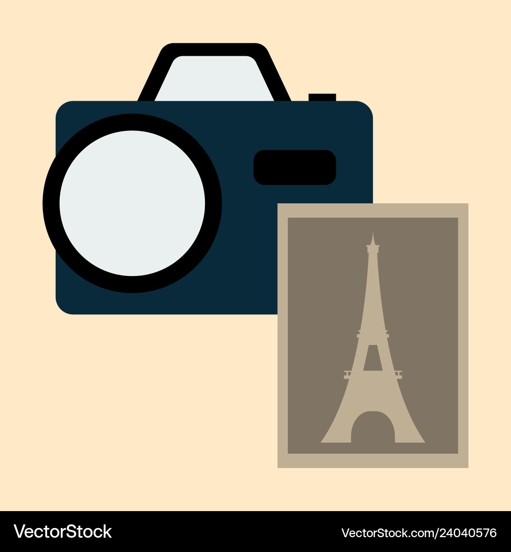 Eiffel tower with photo camera Eiffel tower with photo camera Vector Image