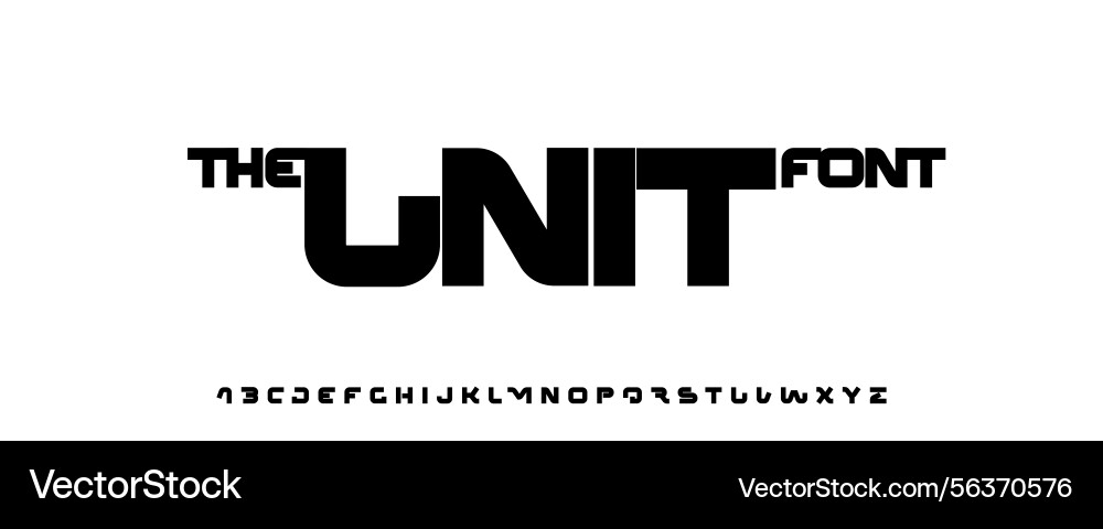 Futuristic modular alphabet techno block letters vector image