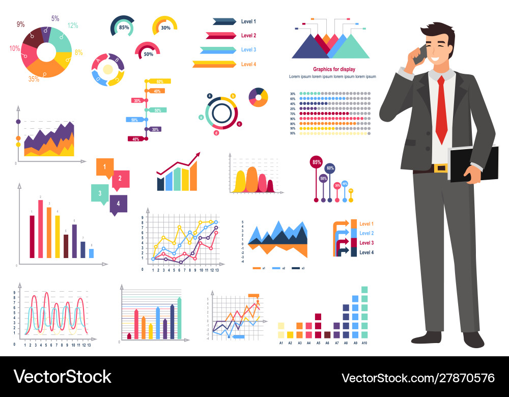 Graph report counting finance worker Graph report counting finance worker vector image