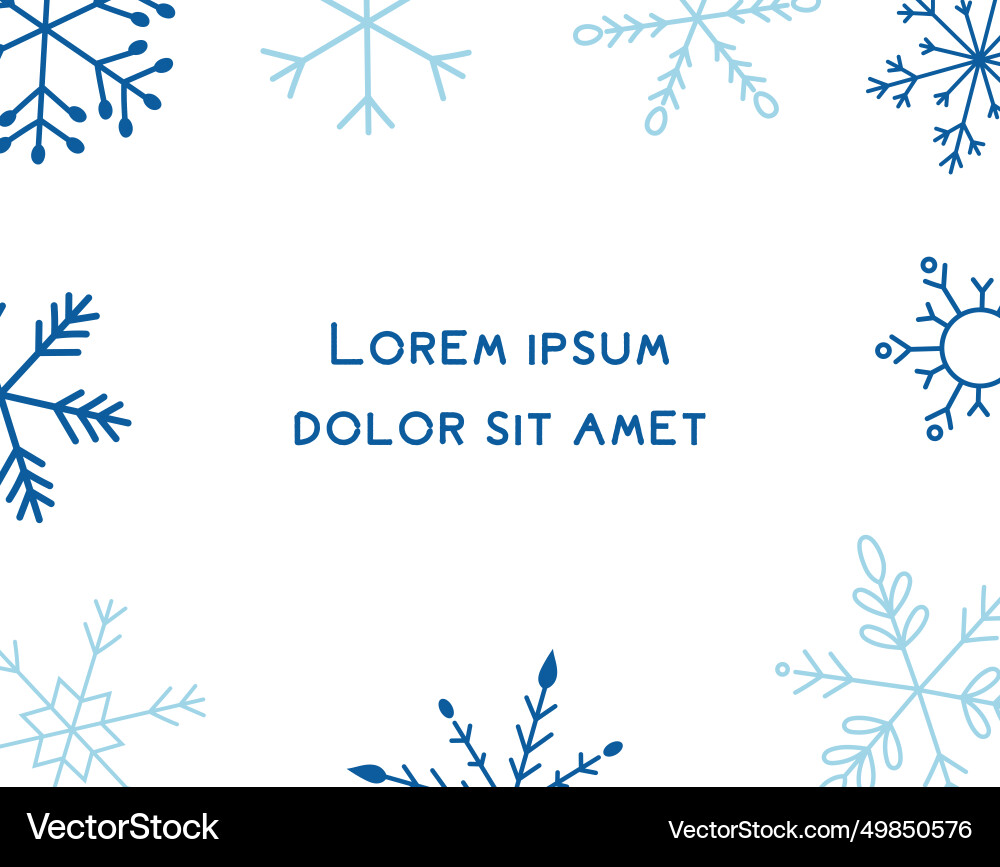 Horizontal frame with snowflakes Horizontal frame with snowflakes Vector Image