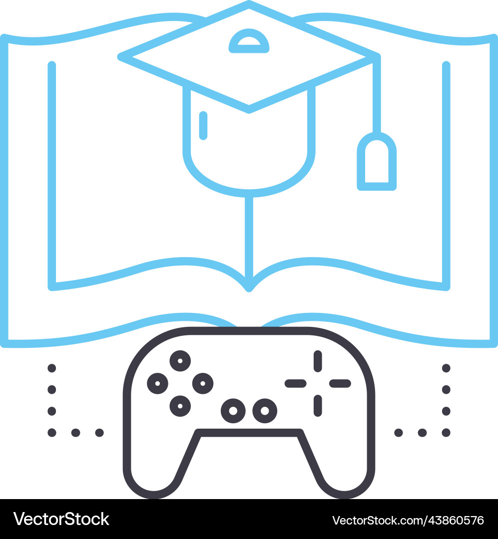 Learning game line icon outline symbol Learning game line icon outline symbol vector image