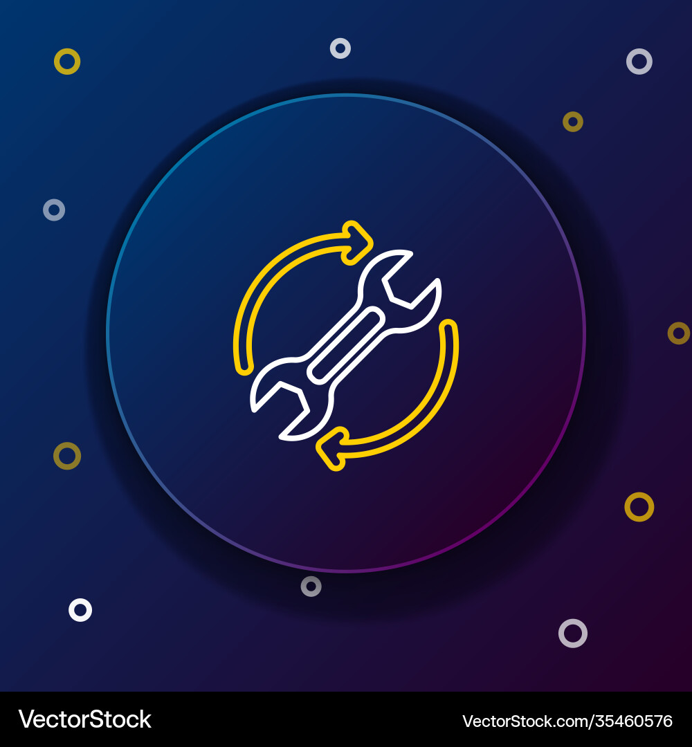 Line wrench spanner and arrows as workflow icon Line wrench spanner and arrows as workflow icon vector image